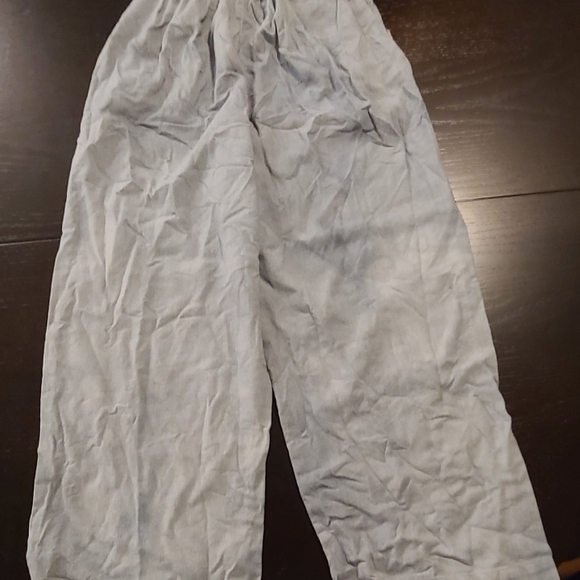 Grey Blue Linen Wide Leg Pants, XS - Picture 8 of 8